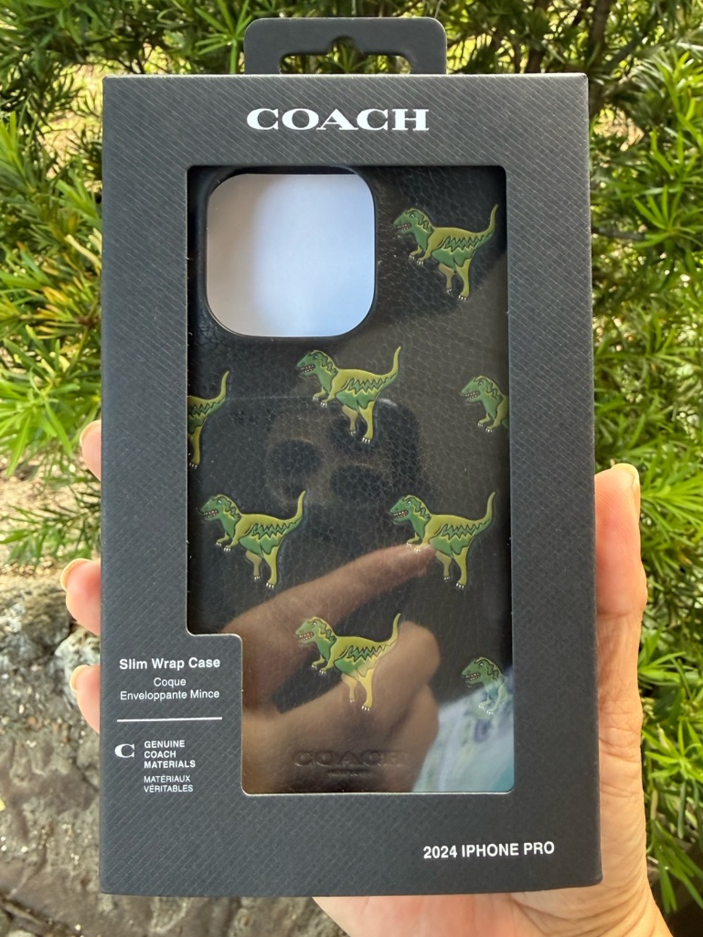 Coach Black Leather iPhone Case with Green Rexy Dino Print 🆕 16 Pro - Picture 2 of 4